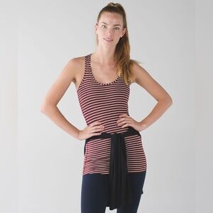 Lululemon Cool Racerback Tank West2east Stripe Heathered Bordeaux Drama, Size 6